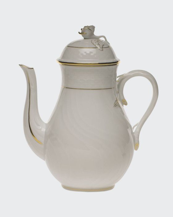 Golden Edge Coffee Pot with Rose
