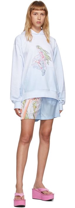 I'm Sorry by Petra Collins SSENSE Exclusive Blue & White Graphic Pullover Hoodie