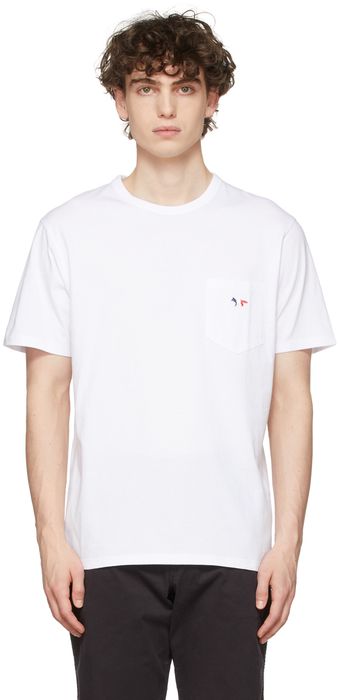 Maison Kitsuné White Tricolor Fox Patch Pocket T-Shirt