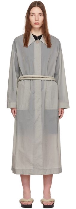 AMOMENTO Grey Belted Trench Coat