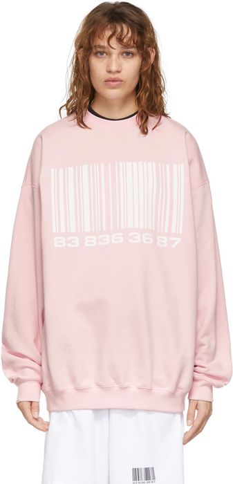 VTMNTS Pink Big Barcode Sweatshirt