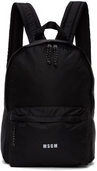 MSGM Black Canvas Logo Backpack
