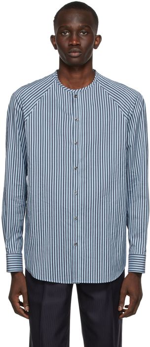 Giorgio Armani Blue Silk Striped Shirt