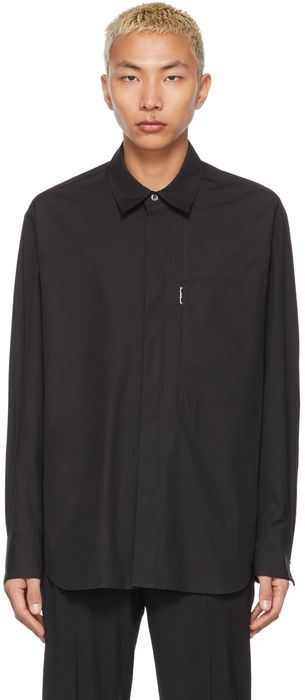 Solid Homme Black Oversized Slit Shirt