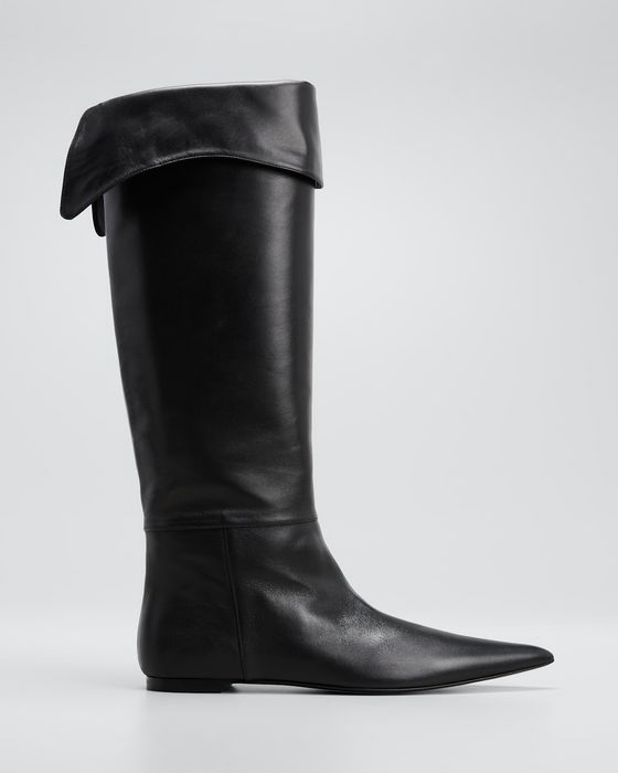 Diego Folded Leather Tall Boots