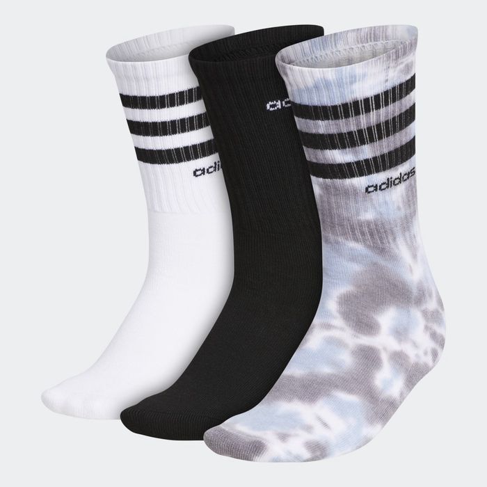 3-Stripes Color Wash Crew Socks 3 Pairs Grey