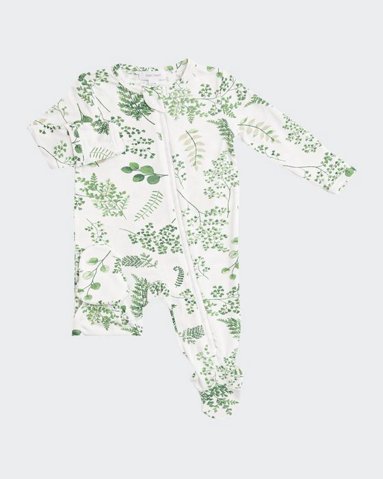 Kid's Ferns Printed Zip-Up Footie Pajamas, Size Newborn-12M