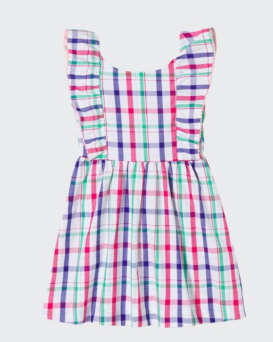 Girl's Coco Sleeveless Ruffle Plaid Dress, Size 2-10