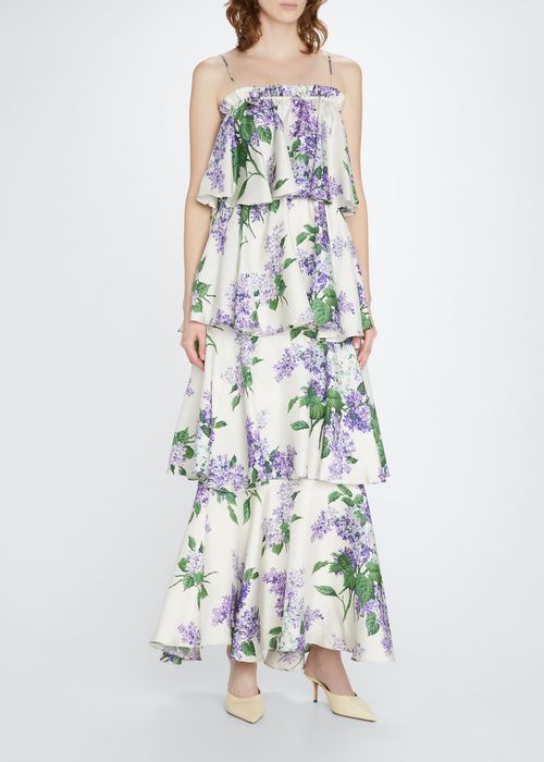 Lilac Garden Tiered Ruffle Convertible Dress