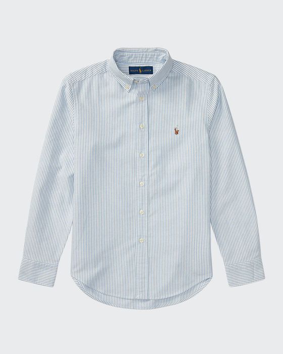 Boy's Cotton Oxford Stripe Sport Shirt, Size S-XL