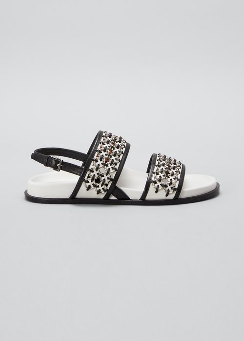 Bicolor Chain Sporty Slingback Sandals