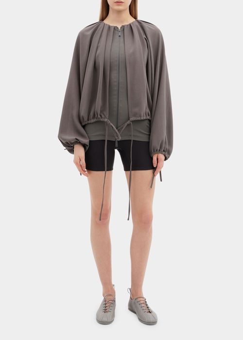 Pleated Layered Cape Jacket, Gray