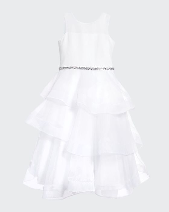 Girl's Ella Organza Tiered Dress, Size 7-12