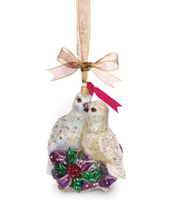 Two Turtle Doves Glass Ornament