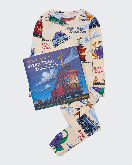 Boy's Stream Train Dream Train Pajama Gift Set, Size 2-7