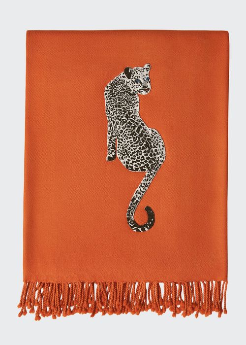 DISCV Leopard Embellished Throw Orange