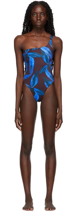 Louisa Ballou Burgundy & Blue Mini Ring One-Piece Swimsuit