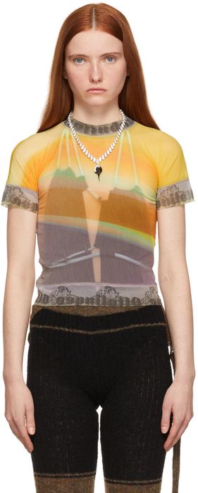 Ottolinger SSENSE Exclusive Multicolor Neon Nylon Mesh T-Shirt