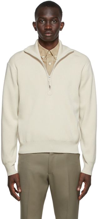 TOM FORD Off-White Half-Zip Sweater