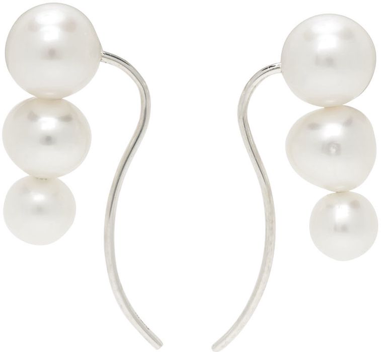 Saskia Diez Silver 3Pearl Earrings