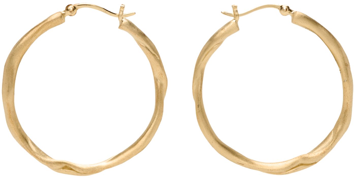Completedworks Gold Furrowed Hoop Earrings