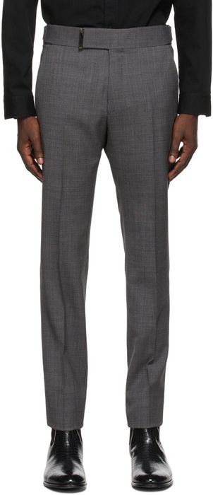 TOM FORD Grey Pinpoint Evening Trousers