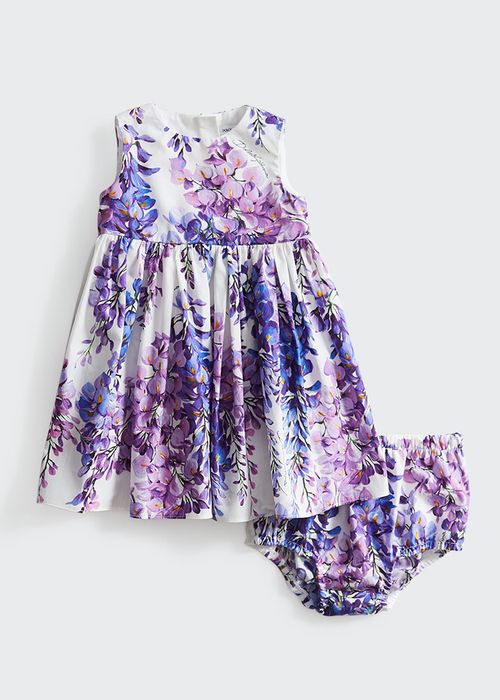 Girl's Wisteria Floral-Print Poplin Dress, Size 6-30M