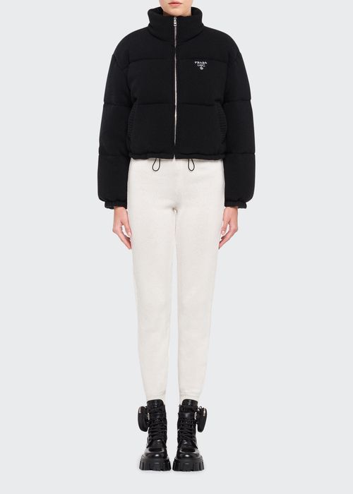 Cashmere-Wool Cropped Puffer Jacket