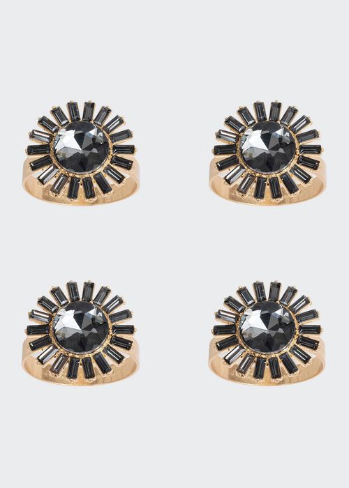 Glass Gem Skinny Napkin Rings - Black Diamond, Set of 4