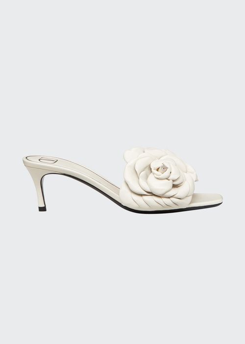 03 Rose Edition Kitten-Heel Slide Sandals, White