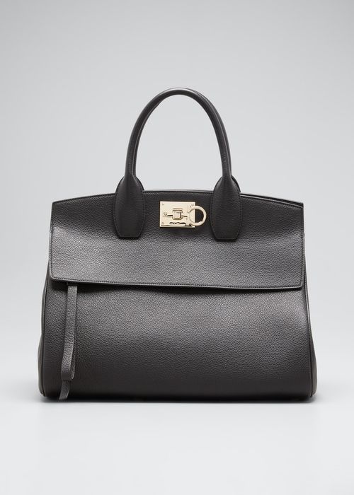 Studio Medium Grainy Leather Satchel Bag