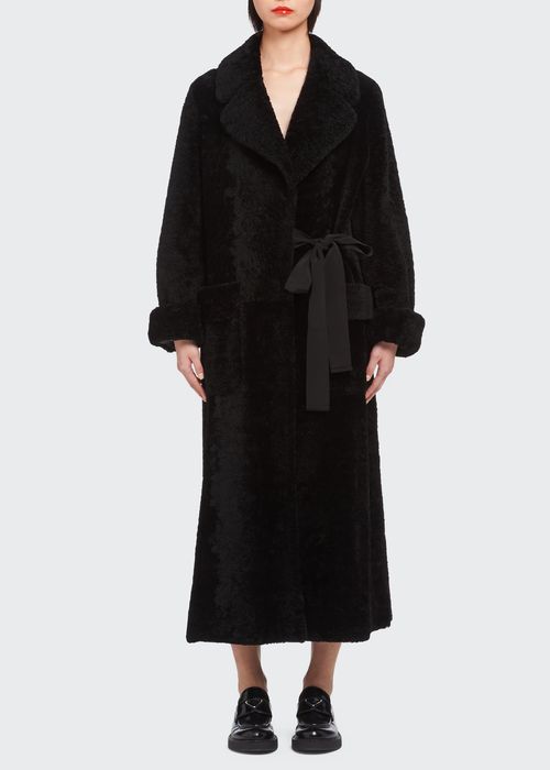 Shearling Belted Wrap Coat