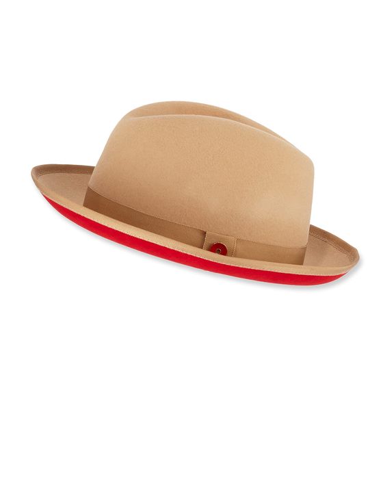 King Red-Brim Wool Fedora Hat, Beige