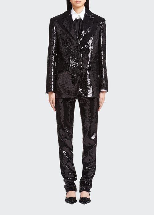 Sequined Two-Button Blazer