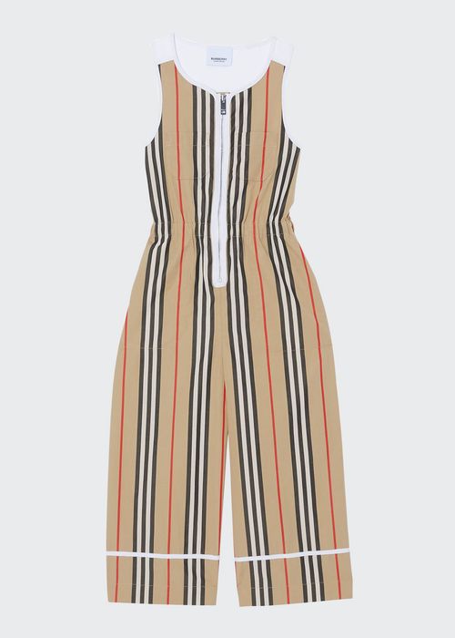 Girl's Ophelia Icon Stripe Zip-Up Jumpsuit, Size 3-14
