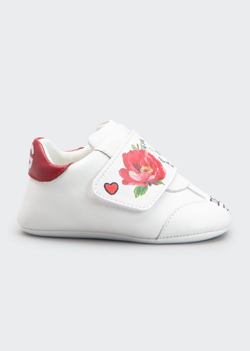 Girl's Prewalker Logo Rose-Print Sneakers, Newborn-9M