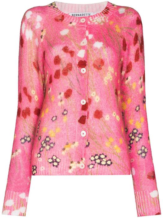 Bernadette Penelope semi-sheer floral cardigan - Pink