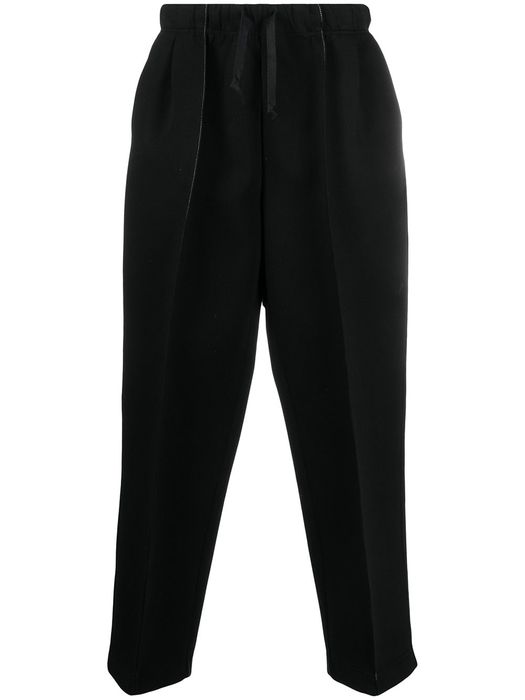 Facetasm drawstring-waist cotton trousers - Black