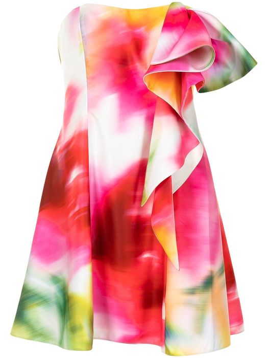 Marchesa Notte abstract print cocktail dress - Multicolour