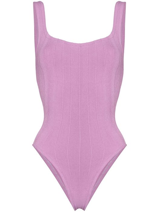 Hunza G Nile square-neck swimsuit - Purple