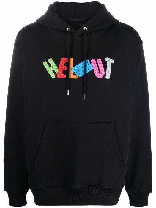 Helmut Lang 3D logo-print hoodie - Black