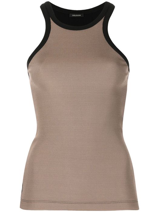 GOLDSIGN fine ribbed colour-block tank top - Brown