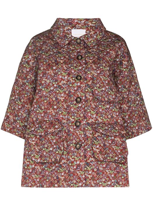 Kika Vargas Kelly floral-print quilted shirt jacket - Brown
