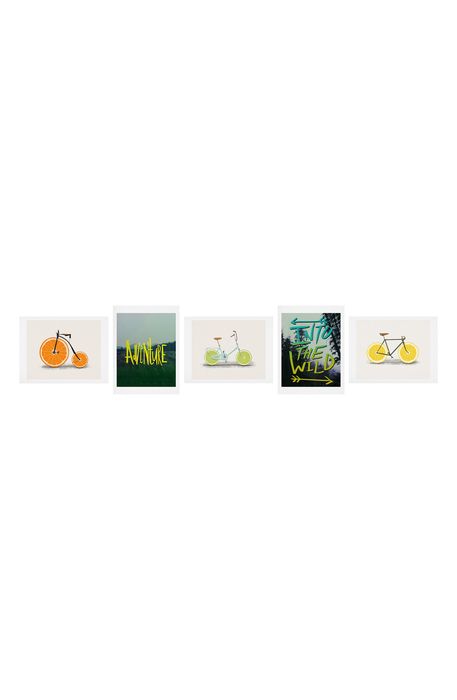 Deny Designs Adventure Five-Piece Gallery Art Print Set in Yellow And Lime