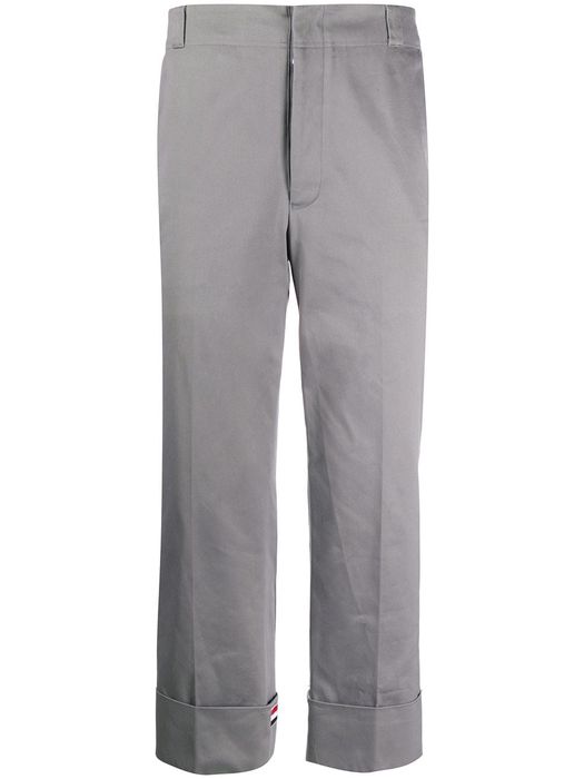 Thom Browne twill beltloop straight trousers - Grey