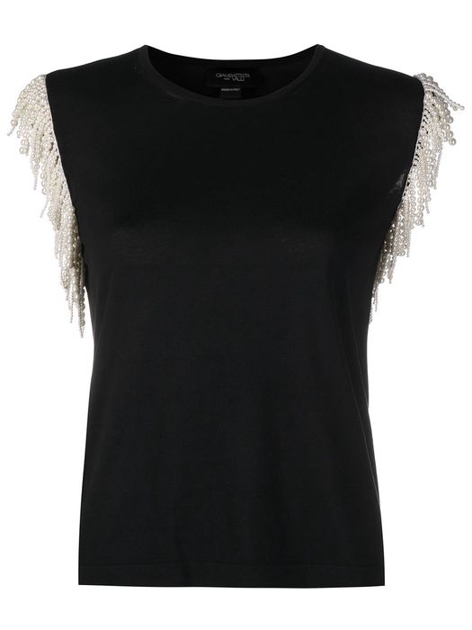 Giambattista Valli bead-embellished silk-blend top - Black