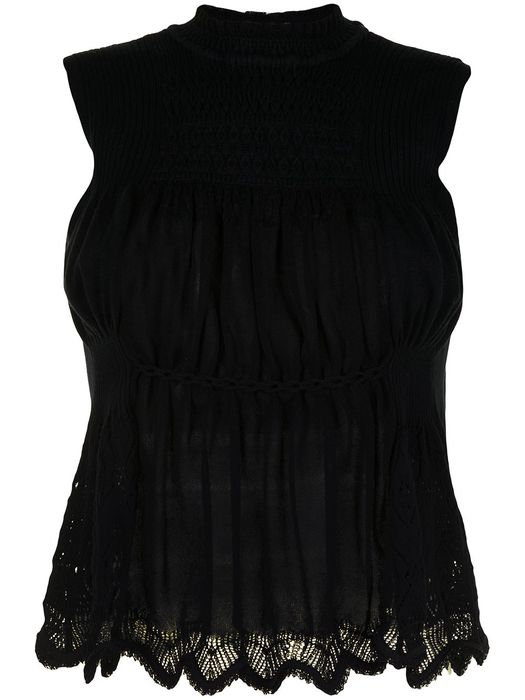 Mame Kurogouchi knit cotton-blend sleeveless top - Black