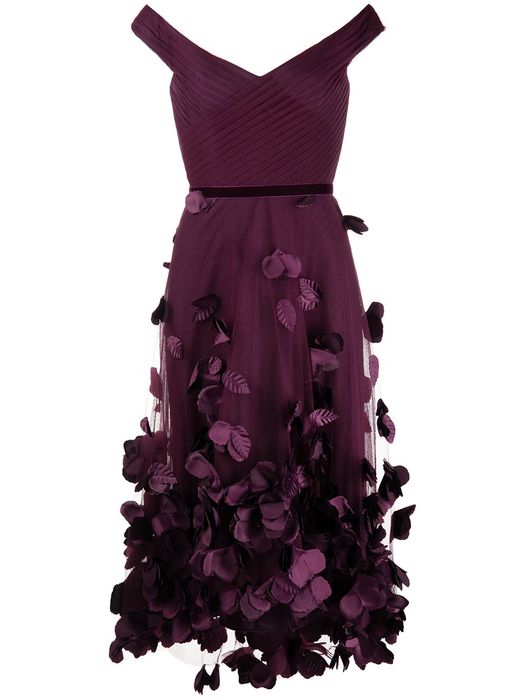 Marchesa Notte applique-hem midi dress - Purple