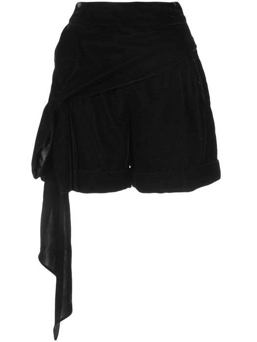 Hellessy bow detail velour shorts - Black