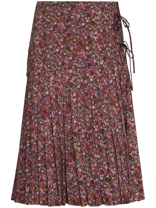 Kika Vargas floral-print pleated midi skirt - Neutrals